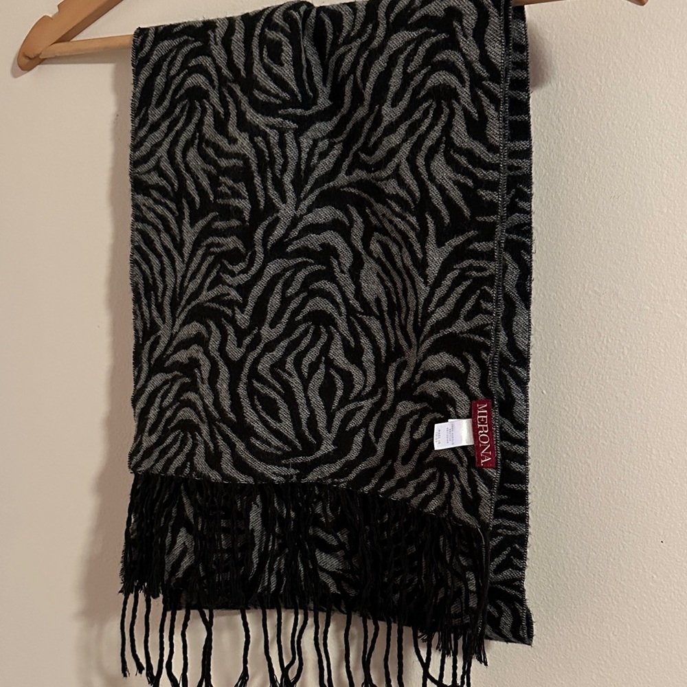 Zebra Print Fringe Scarf
